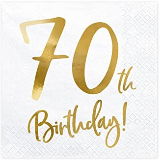 PartyDeco Servietten 70.Geburtstag 20 Stück 33x33cm 3-lagig Papierservietten Geburtstagsservietten