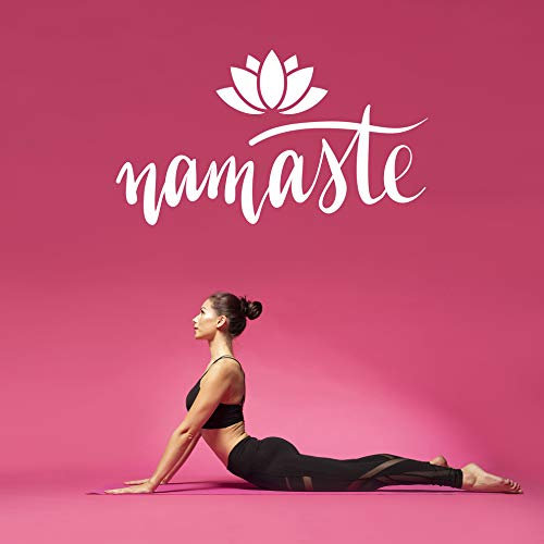 NAMASTE mit Lotusblume - Wandtattoo Wandaufkleber Sticker Aufkleber Mandala Lotus - erhältlich in vielen Größen (Weiss, 100 x 56 cm)