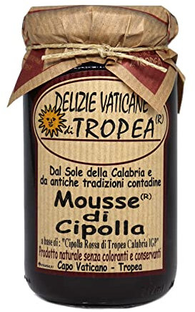 Mousse de Cebolla de Tropea IGP 230g – Chutney de Cebolla Caramelizada – Perfecta con Queso | Delicia Artesanal Calabresa | Auténtica Salsa Gourmet Italiana por Delizie Vaticane di Tropea