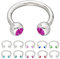 Treuheld® | Silbernes HUFEISEN Piercing Ring mit Kristallen - [108.] 1.2 x 10 mm (Kugeln: 4mm) - fuchsia
