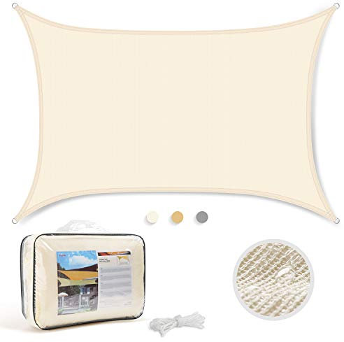 YISSVIC Voile d'ombrage Rectangulaire 3 x 4 mètres Crème Toile Ombrage Anti UV pour Jardin Terrasse et en Plein air