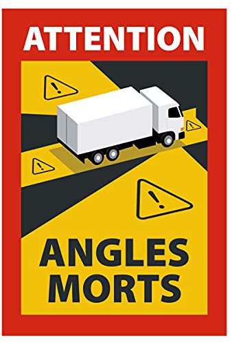Angles Morts - Toter Winkel - Schild magnetisch A5,5 Stück, Hinweisschild für LKW/Sattelzug