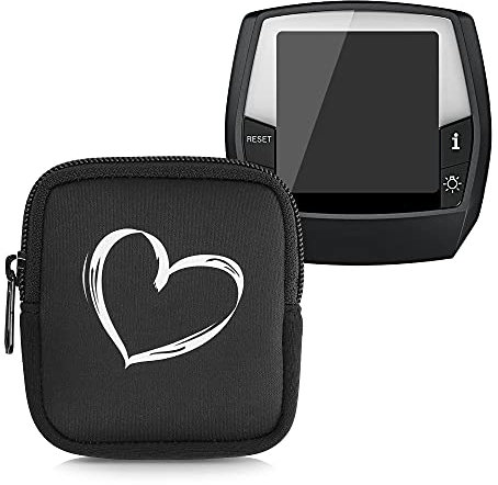 kwmobile Tasche kompatibel mit Bosch Intuvia - Bike GPS Hülle Herz Brush Weiß Schwarz