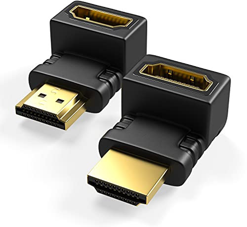 RedStar24 HDMI Winkelstecker 90 Grad & 270 Grad gewinkelt Adapter | HDMI Typ A Buchse und Stecker | HDMI Verbinder | Vergoldete Kontakte | 4K Ultra HD UHD 3D Full HD 1080p HDR ARC | 2 Stück