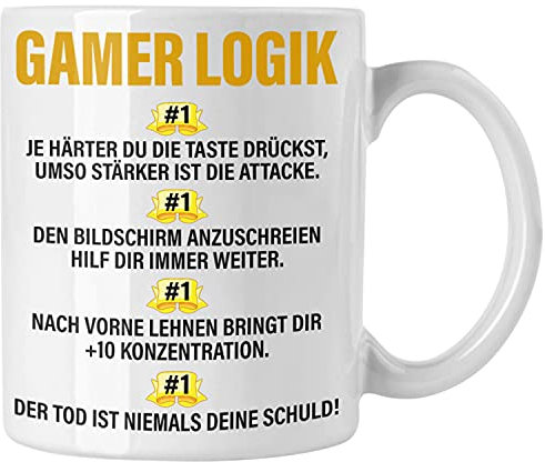 Trendation - Gamer Tasse Geschenk Jungs Jungen Zocker Mitbringsel Männer Tassen Zocken Gaming Geschenkideen PC Kinder Zubehör Spruch Lustig (Weiß)