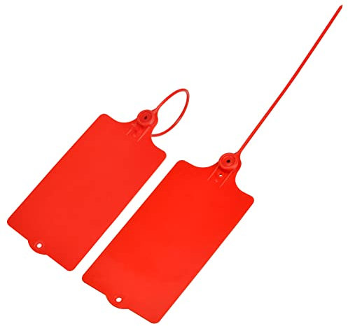 100 Stück große Beschilderungsband aus Kunststoff für Paketmarkierungen Logistik, Logistik, Logistik, Logout, Einwegdichtung, Gepäckanhänger, Identifikationsetikett mit Etikettierverschluss (rot)