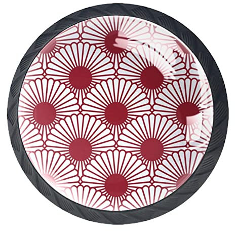 Rote Blumen-Muster Set aus 4 Schränken, runden Hardware-Schubladen-Kommode-Knöpfen für Zuhause, Schlafzimmer, Küche, Esszimmer, Büro