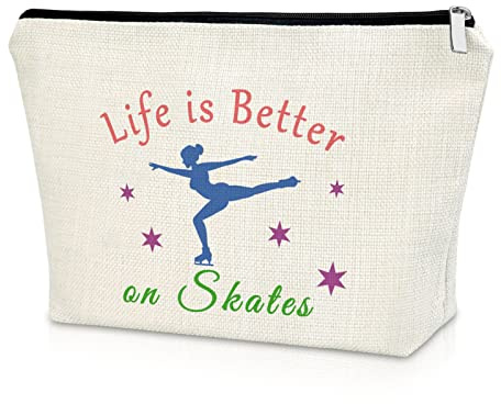 Ice Skater Makeup Bag Figure Skating Team Gift for Women Graduation Birthday Christmas Gifts for Skate Lovers Cosmetic Travel Pouch