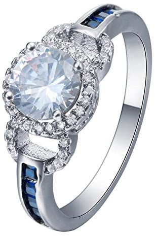 Ehering Frau, Silberring Frauen Breit mit Weißem Zirkonia Schmuck Zum Valentinstag Größe 57 (18.1)