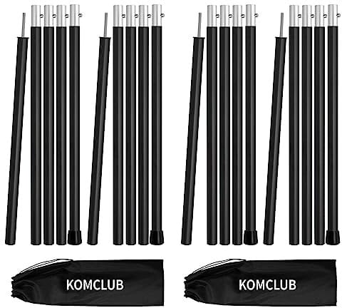 KOMCLUB Zeltstangen Tarpstangen 4er-Set-Teleskopstangen aus Aluminium für Zeltfliegen Tarps, Leichte, Einstellbare Ersatz-Zeltstangen Outdoor-Sport-Camping 1.9m