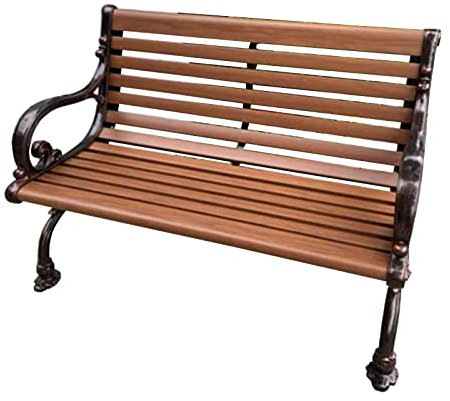 TUDERE Gartenbank Metall, Parkbank Wetterfest, Bank für Garten Park Balkon, Ruhebank für 2-3 Sitzer, Sitzbank mit Rückenlehne & Armlehne(122cm/48in)