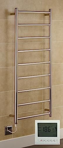 Manissa Selby Electric Stainless Steel Towel Rail 500x1000mm Towel Warmer Mirror Polished Finish + Timer and Thermostat