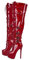 blingqueen Stivali da donna con tacco alto sopra il ginocchio, rosso laccato, 41 EU