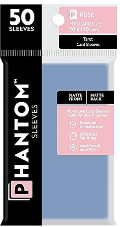Phantom Sleeves Rose Größe 70x120mm: Matte Vorderseite/Rückseite - 50er Pack - Transparente Schutzhüllen für Brettspiele, Sammelkarten & Kartenspiele