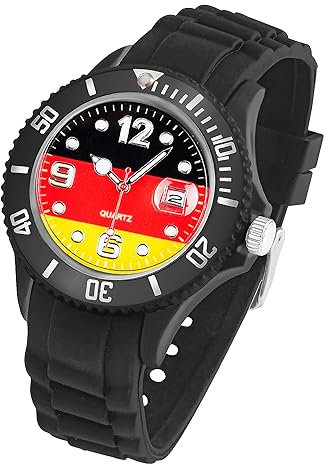 Taffstyle Silikon Armbanduhr Quarz Fan Sport Uhr Sportuhr Silikonuhr Flagge Fahne Weltmeisterschaft WM EM Europameisterschaft Fanartikel Fussball Basketball Eishockey Deutschland
