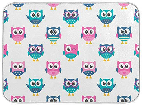 Badematte 40X60cm, Lustige Bunte Eulen Badvorleger Waschbar Matte Resistente Eingangsteppich Für Garten Haushalt Küche