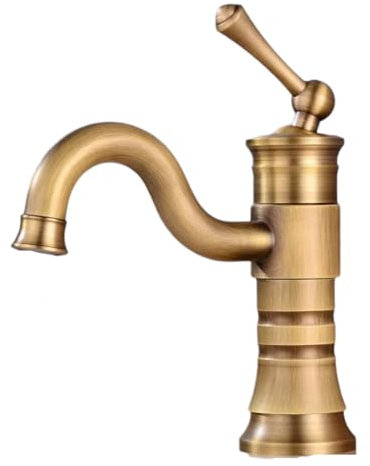 Waschbecken Für Badezimmer Waschtischarmatur Komplett Aus Kupfer Warm- Und Kaltwasserhahn Erhöhtes Einzelloch Über Der Theke Waschtischarmatur Retro-Wasserhahn Hotel Braun Mittel