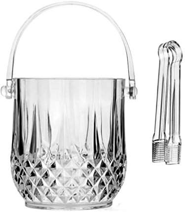 VONGAZ Sektkühler Eiseimer Eiskübel Glas Eiskübel Mit Griff Eiskübel Transparent Geschnitzt Eiskübel Champagnerkübel Kühler Eimer Champagnerkühler Eiskühler Eiswürfelkühler