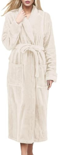 MJGkhiy Vestaglia Donna Pile Invernale Caldo Taglie Forti Manica Lunga Flanella Accappatoio Vestaglie Cotone Con Cappuccio Morbido Peluche Indumenti Da Notte Per Casa Hotel Spa Peluche Accappatoio