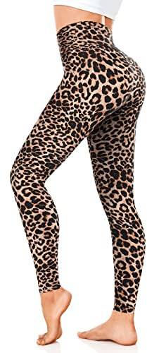 FuelMeFoot Leggings Damen High Waist Blickdicht Leggins mit Bauchkontrolle Slim Fit Angenehm Weiche Elastische Sportleggings. 1 Pack-03-Leopard XXL