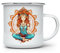 MAXIKIWI - Taza de café o té esmaltada duradera para uso en interiores y exteriores - Yoga Girl y Mandala - 350 ml