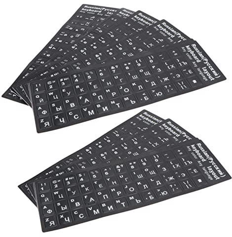 HOMSFOU 10-Teilige Russische Tastaturaufkleber Aus Pvc Für Laptop Tastaturschutz Sticker Für Büro Zuhause Und Schule