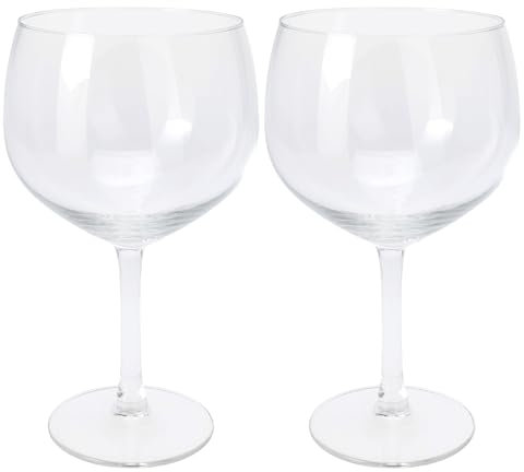 Excellent Houseware Gin Tonic Glasses Set of 2 650ml Large Gin Glass Copa Style Balloon Cocktail G&T Drinking Glasses for Parties Home Barware Restaurant Pub Stem Glassware