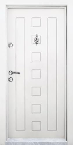 Porta blindata Portone Blindato Porta Ingresso Esterno 90x200 con Spioncino Serratura Bianca PL64 (interna sinistra)