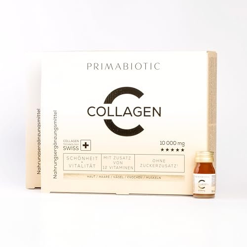 Collagene da Bere - Primabiotic Collagen 10000 mg | 60 Flaconcini da 30 ml (1800 ml) | Integratore Liquido di Alta Qualità per la Bellezza | 95% di Assorbimento | Pelle, Capelli, Articolazioni