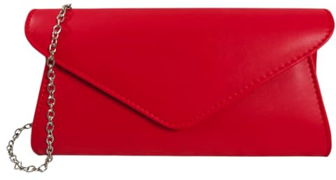 UShopUK Clutch/Handtasche, Kunstleder, einfarbig, für Brautball, Hochzeit, Abend, Party, Handtasche, medium (Rot)