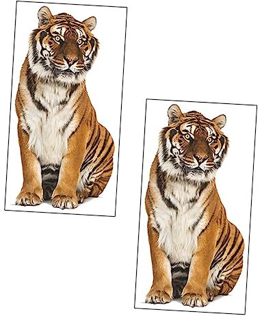 KONTONTY 2Stücke Tiger Wandsticker Kreative Tier Wanddeko für Innenräume Selbstklebende Abnehmbare Wandtattoos Vivid Tiger Muster für Wohnzimmer und Kinderzimmer