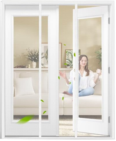 Mosquiteras Para Ventanas 180x235cm Blanco con pesas cosidas y regleta de bornes autoadhesiva mosquitera para puerta balconera corredera