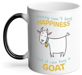 Mug Thermo-réactif Tasse Magique - Goat - Money Can't Buy Happiness Animaux Cute Goat Humor - 325 ml