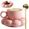 Tasse de tournesol, tasse de café en céramique avec cuillère voyage à cuillère tasse nuage de tournesol avec soucoupe 200 ml de thé l'après-midi pour latte, cappuccino, tasse de café, style2