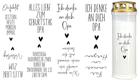 Fräulein Lotti | Wasserschiebefolie fuer Grabkerzen - Thema: Opa | Tattoofolie | schwarz DIN A5