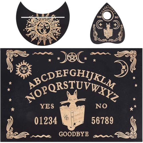 NHQ Set de Tableau de Divination,Planche Radiesthésie,Planche Ouija,Planches Radiesthésie,Babillard Métaphysique Planche Parlante Bois avec Planchette