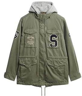 Superdry Damen Jersey-Jacke im Militärstil mit Kapuze und Stickerei