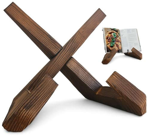 Wooden Cookbook Stand for Kitchen – Recipe Book Stand & Display Holder for Cook Book, Greeting Card, Sheet Music – Multipurpose Plate Stand for Display & Gift for Home Cooks