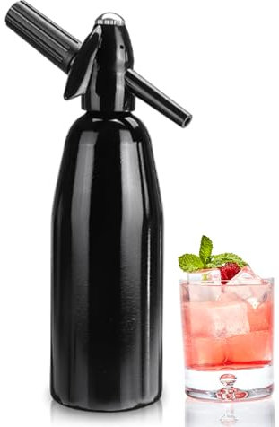 Soda Siphon, 1 l Sodawasser Sprudelgerät, Selterswassergerät, tragbarer Mini Soda Maker aus Aluminium mit Druckregler für Säfte, Getränke und Cocktails