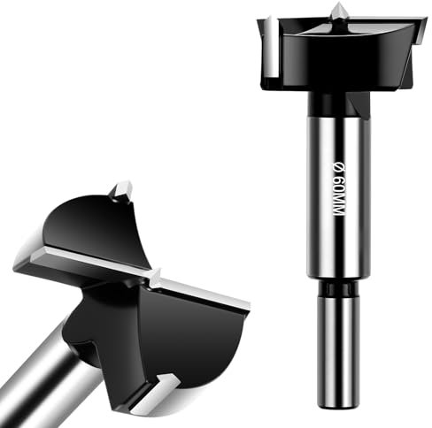 Flintronic Mèche Forstner, 60mm Foret Forstner pour bois, Mèches Forestières avec Tige Ronde, Foret à Bois en Alliage de Qualité Supérieure, pour Le Bois Dur, Le Plastique, Le Contreplaqué