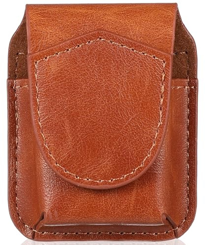 Funda Protectora Marrón Encendedor de Cigarrillos para Portátil de Piel | Bolsa de Piel, Funda para Mechero Enganche, Pitillera Hombre