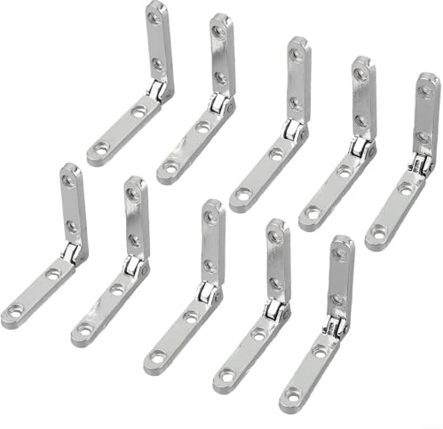 90-Grad-Federscharnier aus Zinklegierung für Holzkisten, Schrank und Truhe – 30 x 30 mm, silberfarbenes Möbelscharnier mit Schrauben (10er-Pack)