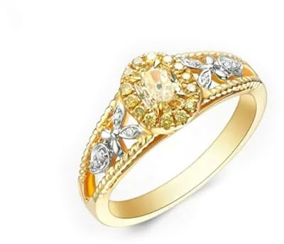 Verlobungsring Damen Gold 18K, Wedding Ring Bands Gelb Diamant 0.3 Karat Ehering 750 Gelbgold Größe 57 (18.1)