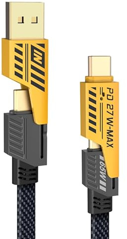 Ultra Fast 4 in 1 Multi Charging cable 65W & Data Transfer Cable, Fast Charger Cable USB A/C to for i-Phone & USB-C, Nylon Braided Charging Lead Compatible with i-Phone, Android & More (1 Meter)
