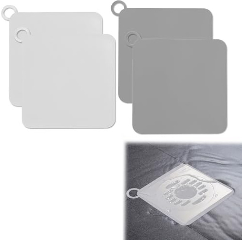 JYXNU 4 Stück Abflussstopfen Silikon Quadrat Geruchsverschluss Dusche Bodenablaufmatte Anti Geruch Duschablauf Abdeckung für Badewanne Küche Waschbecken 15x15cm