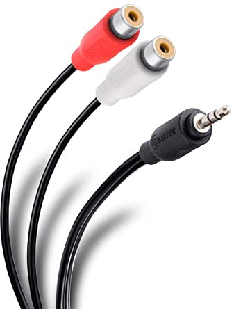 CABLEPELADO Cavo audio stereo maschio da 3,5 mm a 2 x RCA femmina, cavo splitter audio stereo, adatto per amplificatore, altoparlante, giradischi, mixer, TV, MP3, cellulare, tablet, PC, 25 cm