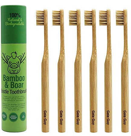 Spazzolino da denti in bambù Natural Bristle – completamente biodegradabile e planet-based 6-Pack