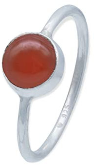 Ring 925 Silber Karneol orange roter Stein Edelstein echt Silber Damen Sterling Silber Geschenk (MRG-078-16-(58))