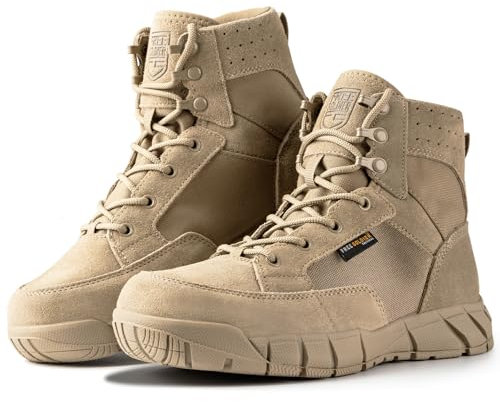 FREE SOLDIER Stivali da Uomo Ultraleggeri Stivali da Lavoro Tattici Militari 6 inch High-Tops Stivali da Neve Traspiranti Traspiranti per Camminare a Piedi (Abbronzatura 40 EU)