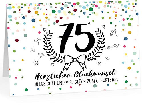 XXL Geburtstagskarte (A4) | Moderner Look 75 | mit Umschlag | Glückwunsch zum 75. Geburtstag | edle und hochwertige Klappkarte | Grußkarte | Maxikarte extra groß
